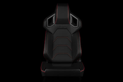 BRMBRR5-BKRS Braum Alpha X Series Sport Seats - Black & Red Stitching - Low Base Version - Universal,