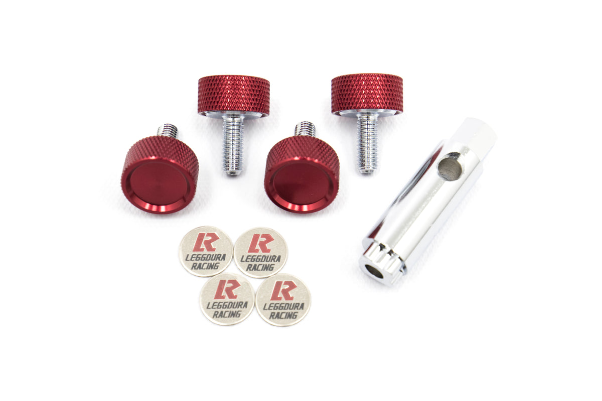 KICWKPLBR Project Kics Leggdura Racing 2pc License Plate Lock Bolts - Universal-Red,