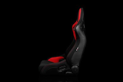 BRMBRR1R-BFRD Braum Elite-R Series Sport Seats - Black and Red Polo Cloth (Red Stitching) Pair - Universal,