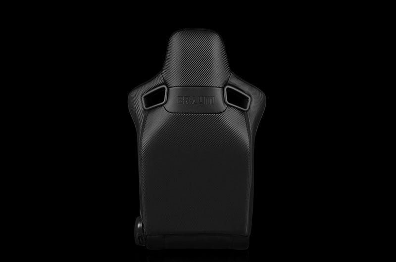 BRMBRR1R-BFWP Braum Elite-R Series Sport Seats - Black Polo Cloth (Grey Stitching / White Piping) Pair - Universal,