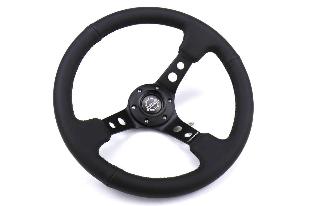 NRGRST-006BK NRG Reinforced Steering Wheel 350mm 3in Deep Black - Universal,