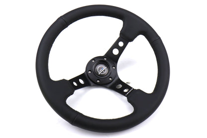 NRGRST-006BK NRG Reinforced Steering Wheel 350mm 3in Deep Black - Universal,