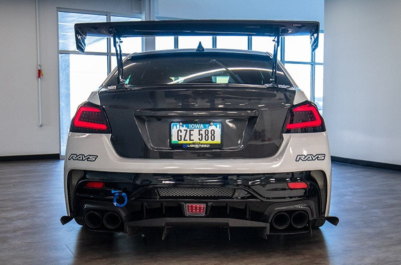 SCDLT-WRX15BBLED-SQ-TM Spec-D Sequential LED Tail Lights - 2015+ WRX / STI-Glossy Black-Tinted Lens-White LED Bar,