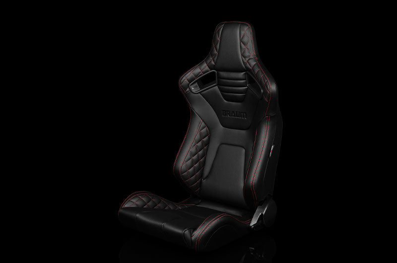 BRMBRR1X-BDRS Braum Elite-X Series Sport Seats - Black Diamond (Red Stitching) Pair - Universal,