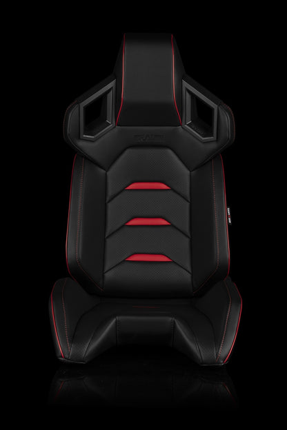 BRMBRR5-BKRD BRAUM ALPHA-X Series Sport Seats - Universal-Black & Red,