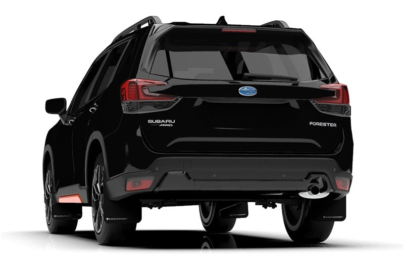 RALMF52-UR-BLK/WH Rally Armor UR Mudflaps - 2019+ Forester-Black Mud Flap with White Logo,