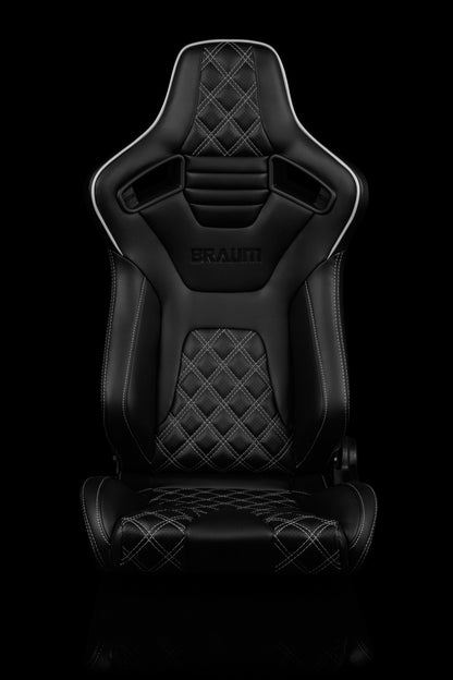 BRMBRR1X-BDDWS Braum Elite-X Series Racing Seats Diamond Edition White Piping Pair - Universal,