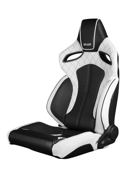 BRMBRR6-WDBS Braum Orue Series Sport Seats White Diamond (Black Stitching)-Universal,