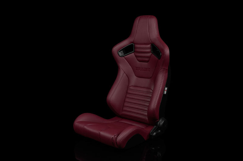 BRMBRR1X-MRBS Braum Elite-X Series Sport Seats - Maroon Leatherette (Black Stitching) Pair - Universal,