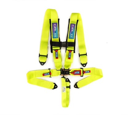 NRG Innovations SFI 16.1 5pt 3 inch Seat Belt Harness with pads / Latch Link - Neon Green 12/22