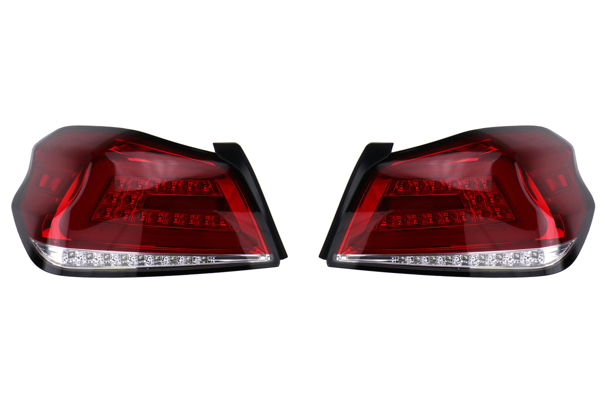 SCDLT-WRX15RLED-SQ-TM Spec-D Sequential LED Tail Lights - 2015+ WRX / STI-Chrome-Red Lens-Red LED Bar,