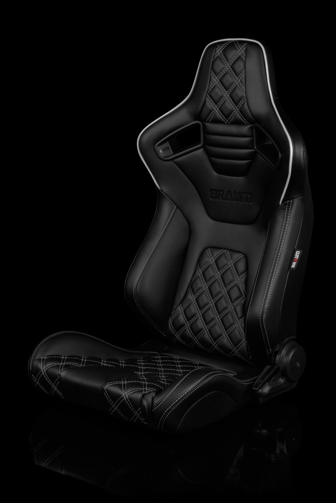 BRMBRR1X-BDDWS Braum Elite-X Series Racing Seats Diamond Edition White Piping Pair - Universal,