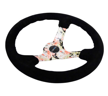 NRGRST-036FL-S NRG Reinforced Steering Wheel 350mm Suede 3in Deep Floral,