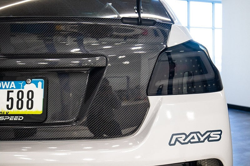SCDLT-WRX15BBLED-SQ-TM Spec-D Sequential LED Tail Lights - 2015+ WRX / STI-Glossy Black-Tinted Lens-White LED Bar,