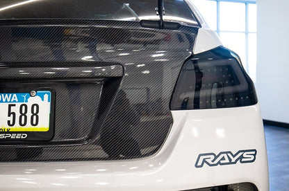 SCDLT-WRX15BBLED-SQ-TM Spec-D Sequential LED Tail Lights - 2015+ WRX / STI-Glossy Black-Tinted Lens-White LED Bar,