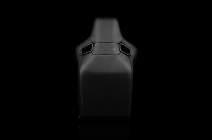 BRMBRR1R-BKBS Braum Elite-R Series Fixed Back Bucket Seat - Black Polo Cloth (Black Stitching / Black Piping) Each - Universal,