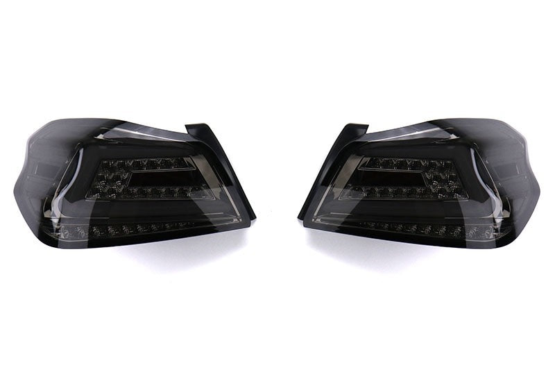 SCDLT-WRX15GLED-SQ-TM Spec-D Sequential LED Tail Lights - 2015+ WRX / STI-Chrome-Tinted Lens-White LED Bar,