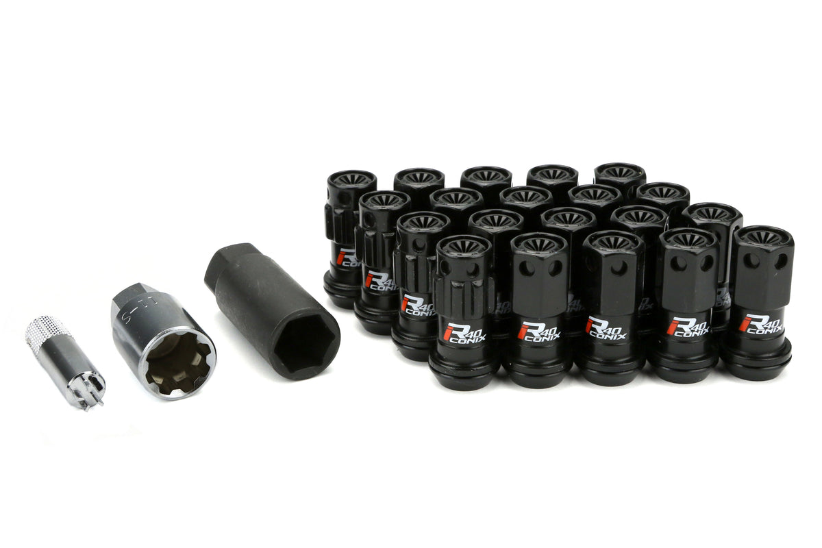 KICWRIF13KK Project Kics R40 Iconix Lug Nuts W/ Lock - 2015+ WRX / 2015+ STI / 2013+ FT86-Black,