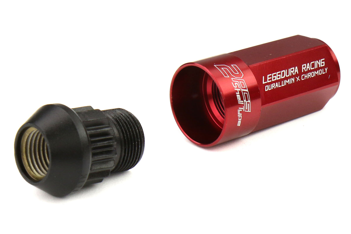 KICWCL5313R Project Kics Leggdura Racing Shell Type Lug Nut 53mm (Closed-End) - 2015+ WRX / 2015+ STI / 2013+ FT86-Red,