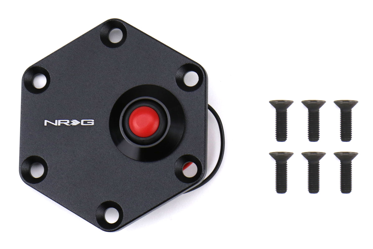 NRGSTR-600BK NRG Hexagonal Style Black Ring With Horn Button - Universal,