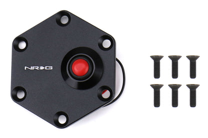 NRGSTR-600BK NRG Hexagonal Style Black Ring With Horn Button - Universal,