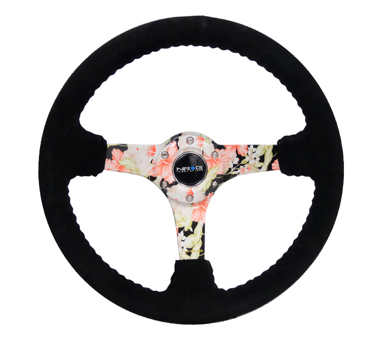 NRGRST-036FL-S NRG Reinforced Steering Wheel 350mm Suede 3in Deep Floral,