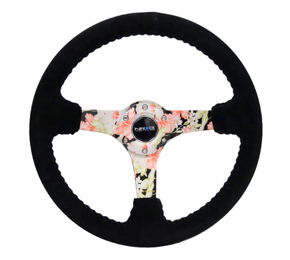 NRGRST-036FL-S NRG Reinforced Steering Wheel 350mm Suede 3in Deep Floral,