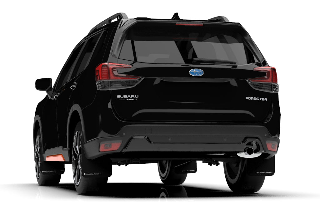 RALMF52-UR-BLK/WH Rally Armor UR Mudflaps - 2019+ Forester-Black Mud Flap with White Logo,