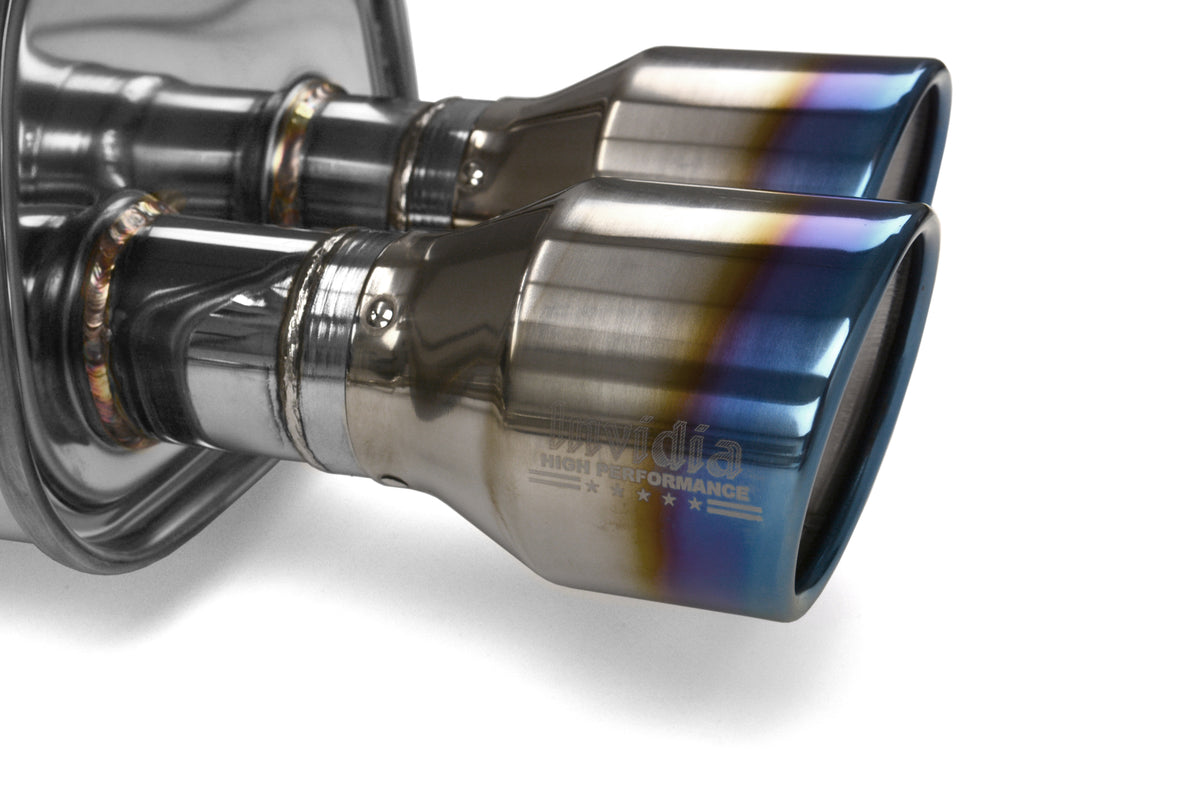 INVHS15STIG3T Invidia 15+ Subaru WRX/STI 4Dr Q300 Twin Outlet Rolled Titanium Burnt Quad Tip Cat-Back Exhaust,