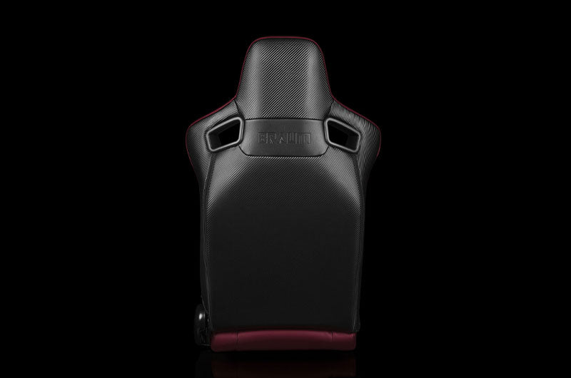 BRMBRR1X-MRBS Braum Elite-X Series Sport Seats - Maroon Leatherette (Black Stitching) Pair - Universal,