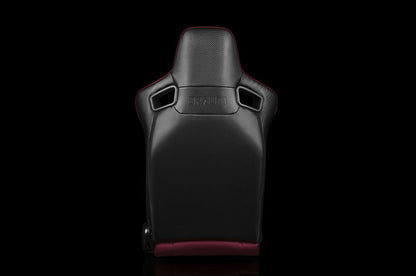 BRMBRR1X-MRBS Braum Elite-X Series Sport Seats - Maroon Leatherette (Black Stitching) Pair - Universal,
