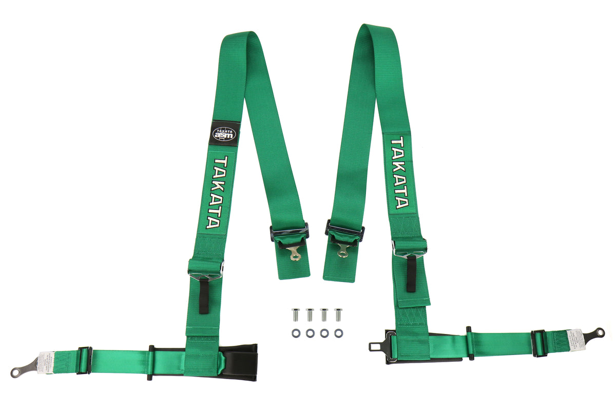 TAK70003-H2 Takata 4 point Street Belt 3" w/ ASM (Green) - Universal,