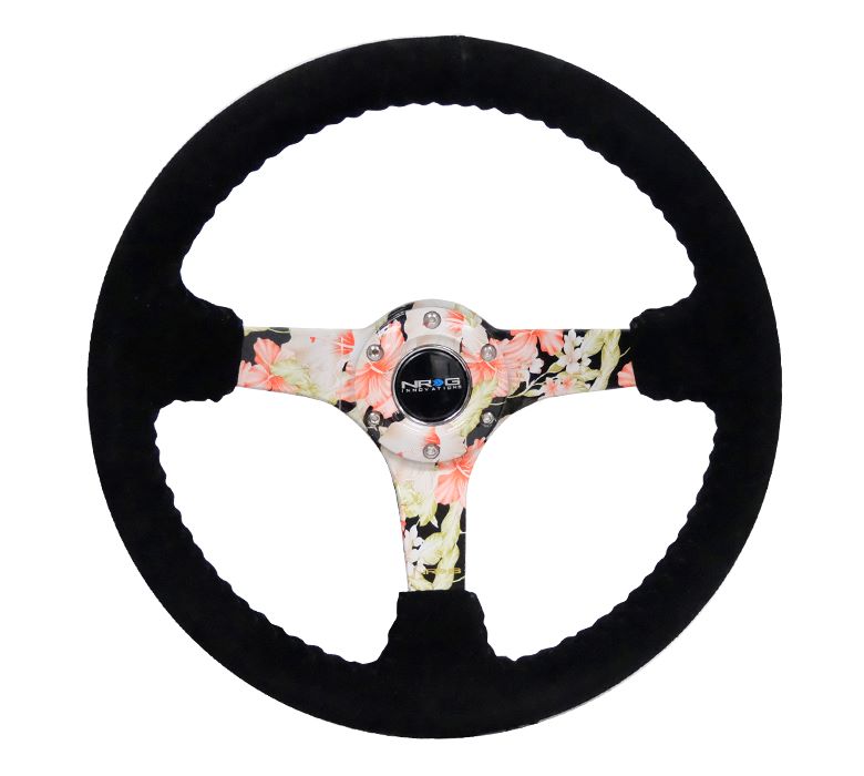 NRGRST-036FL-S NRG Reinforced Steering Wheel 350mm Suede 3in Deep Floral,