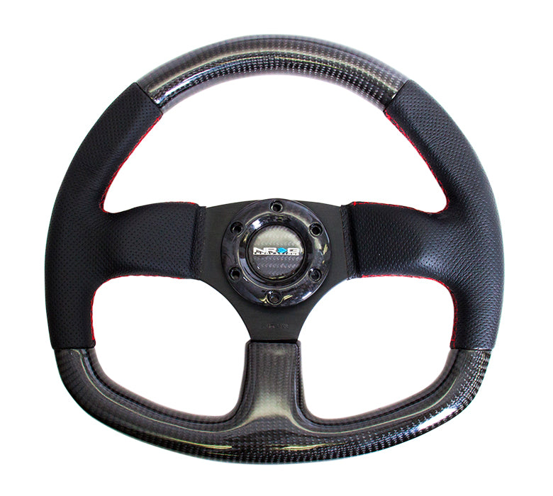 NRGST-009CFRS NRG 315mm Carbon Fiber Steering Wheel Red Stitching - Universal,