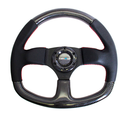 NRGST-009CFRS NRG 315mm Carbon Fiber Steering Wheel Red Stitching - Universal,