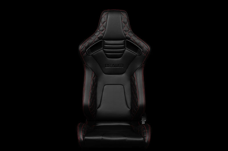 BRMBRR1X-BDRS Braum Elite-X Series Sport Seats - Black Diamond (Red Stitching) Pair - Universal,