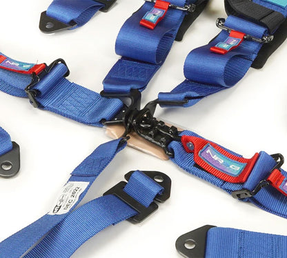 NRG Innovations SFI 16.1 5pt 3 inch Seat Belt Harness with pads / Latch Link - Blue 12/22
