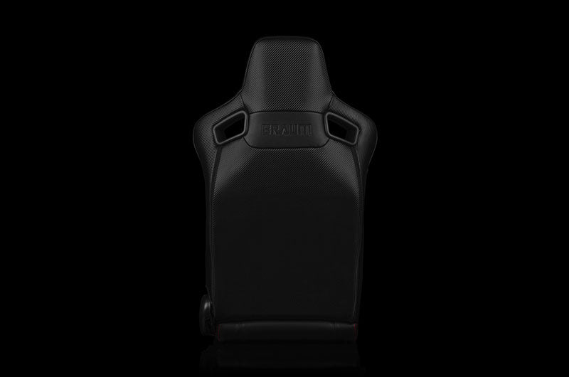 BRMBRR1X-BDDRS Braum Elite-X Series Sport Seats - Black Diamond (Double Red Stitching / Red Piping) Pair - Universal,