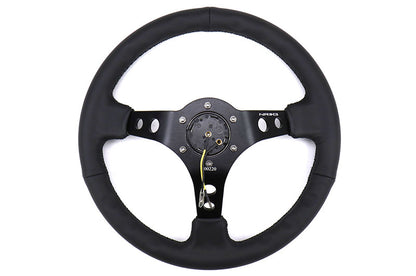 NRGRST-006BK NRG Reinforced Steering Wheel 350mm 3in Deep Black - Universal,
