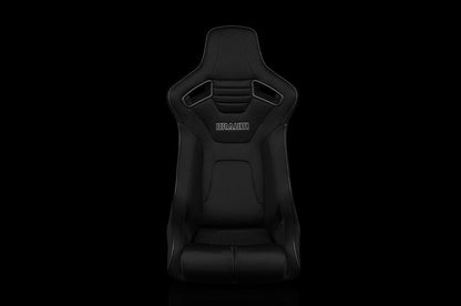 BRMBRR1R-BKBS Braum Elite-R Series Fixed Back Bucket Seat - Black Polo Cloth (Black Stitching / Black Piping) Each - Universal,