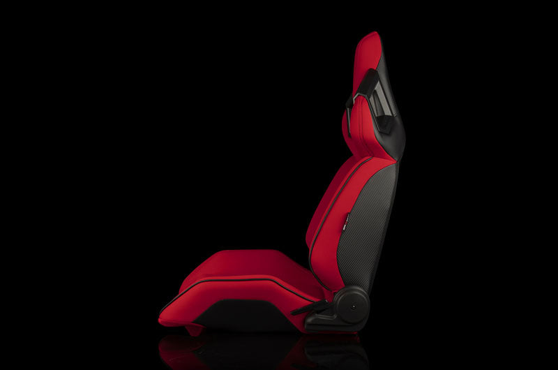 BRMBRR5-RFBS Braum Alpha X Series Sport Seats - Red Polo Fabric (Black Stitching)  Pair - Universal,