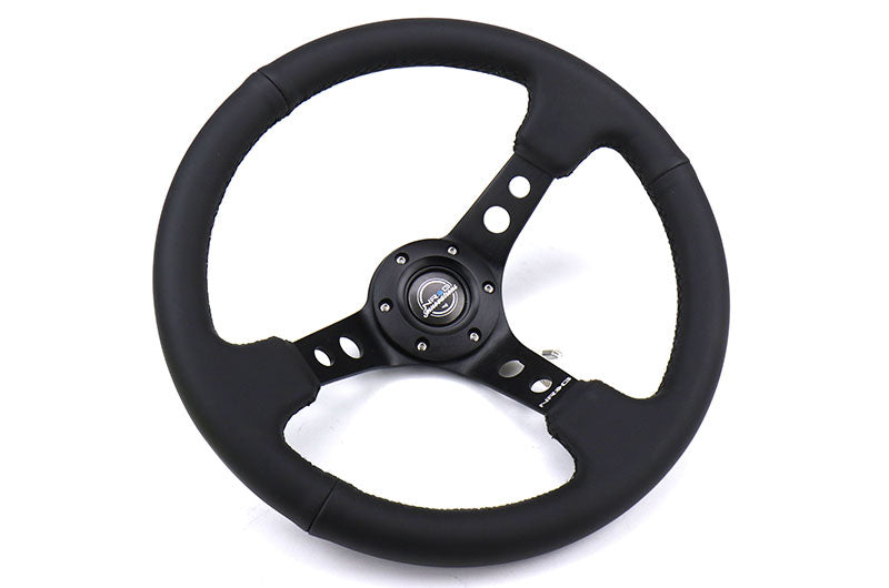NRGRST-006BK NRG Reinforced Steering Wheel 350mm 3in Deep Black - Universal,