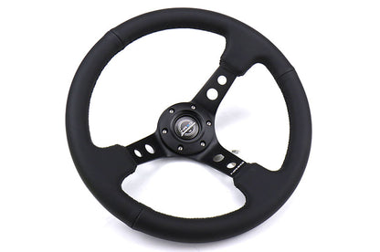 NRGRST-006BK NRG Reinforced Steering Wheel 350mm 3in Deep Black - Universal,