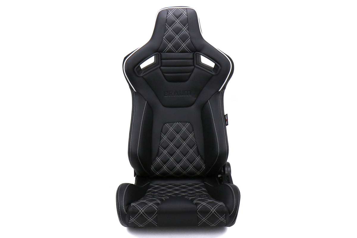 BRMBRR1X-BDDWS Braum Elite-X Series Racing Seats Diamond Edition White Piping Pair - Universal,