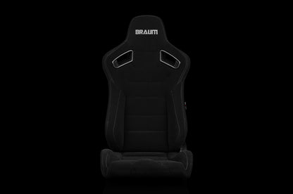 BRMBRR1-BFGS Braum Elite Series Sport Seats - Black Cloth (Grey Stitching) Pair - Universal,