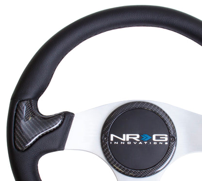 NRGST-014CFSL NRG 350mm carbon fiber steering wheel Silver Frame With Black Stitching - Universal,