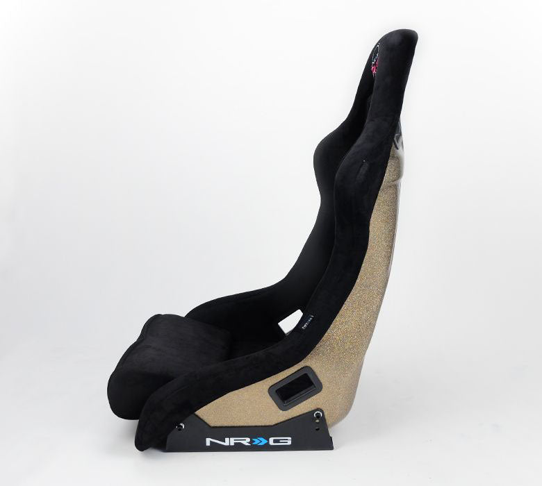 NRGFRP-302BK-ULTRA NRG Innovations FRP Bucket Seat ULTRA Edition with peralized back, Black alcantara material, phone pockets and special ultra embroidery (Large),