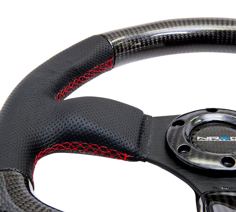 NRGST-009CFRS NRG 315mm Carbon Fiber Steering Wheel Red Stitching - Universal,