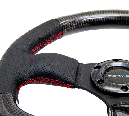 NRGST-009CFRS NRG 315mm Carbon Fiber Steering Wheel Red Stitching - Universal,