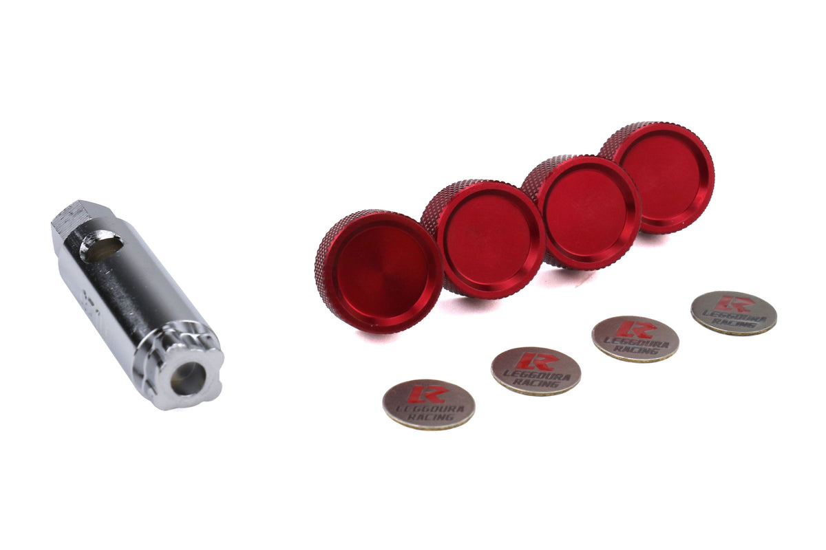 KICWKPLBR Project Kics Leggdura Racing 2pc License Plate Lock Bolts - Universal-Red,